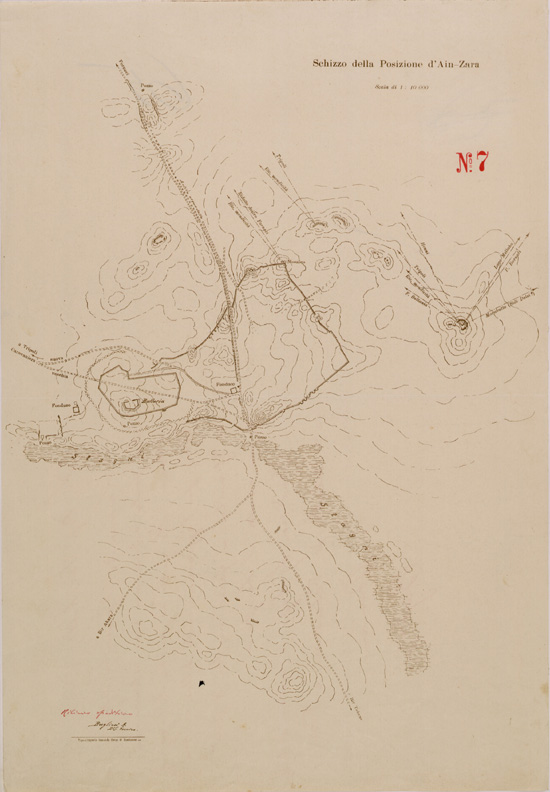(N:30274) SCHIZZO DELLA POSIZIONE D'AIN ZARA. (SE004287) Carte e stampe antiche: riproduzione a colori su carta (formato A2)