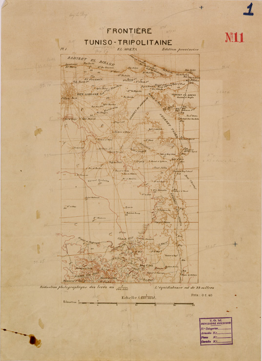 (N:30279) FRONTIERE TUNISO TRIPOLITAINE  - FOGLIO 1. (SE004293) Carte e stampe antiche: riproduzione a colori su carta (formato A2)