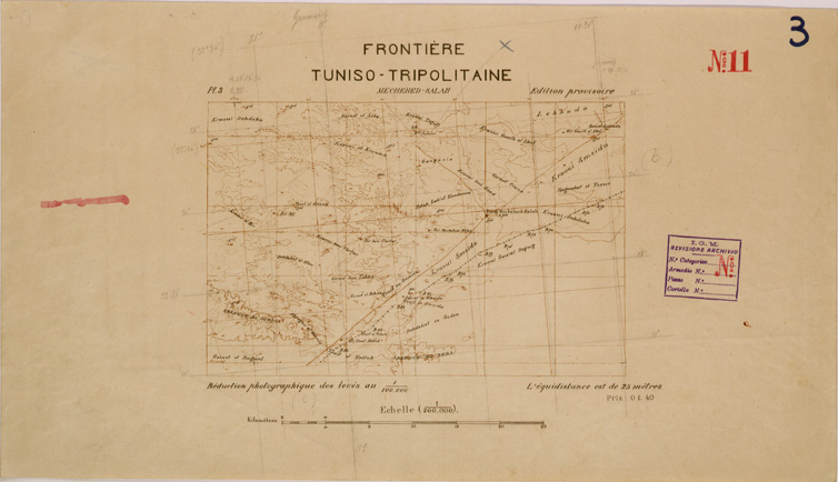 (N:30281) FRONTIERE TUNISO TRIPOLITAINE - FOGLIO 3. (SE004295) Carte e stampe antiche: riproduzione a colori su carta (formato A2)