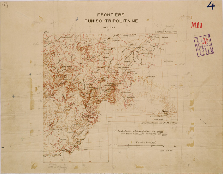 (N:30282) FRONTIERE TUNISO TRIPOLITAINE - FOGLIO 4. (SE004296) Carte e stampe antiche: riproduzione a colori su carta (formato A2)