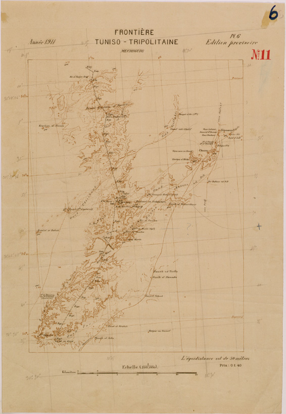 (N:30284) FRONTIERE TUNISO TRIPOLITAINE - FOGLIO 6. (SE004298) Carte e stampe antiche: riproduzione a colori su carta (formato A2)