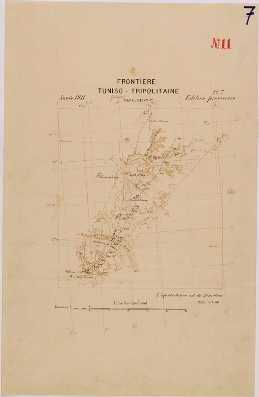 (N:30285) FRONTIERE TUNISO TRIPOLITAINE - FOGLIO 7. (SE004299) Carte e stampe antiche: riproduzione a colori su carta (formato A2)