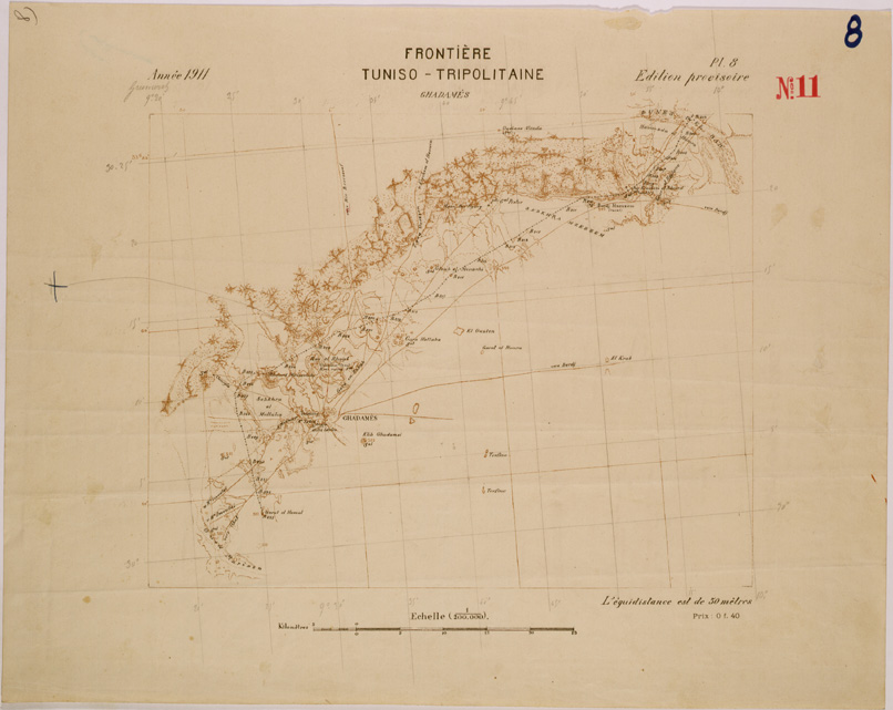 (N:30286) FRONTIERE TUNISO TRIPOLITAINE - FOGLIO 8. (SE004300) Carte e stampe antiche: riproduzione a colori su carta (formato A2)