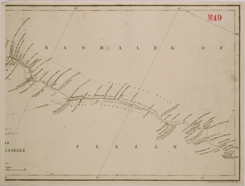 (N:30330) MAP OF THE ROUTE FROM MURZUK TO WADY FALE' - FOGLIO 4. (SE004360) Carte e stampe antiche: riproduzione a colori su carta (formato A2)