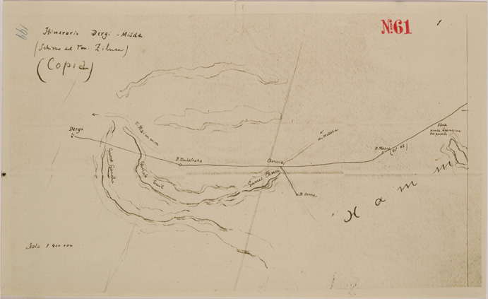 (N:30384) ITINERARIO DERGI-MISDA - FOGLIO 1. (SE004419) Carte e stampe antiche: riproduzione a colori su carta (formato A2)