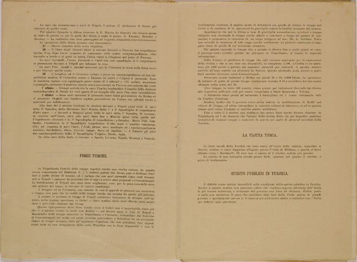 (N:30597) SPEDIZIONE IN TRIPOLITANIA ED IN CIRENAICA - BOLLETTINO N. 2 P. 6-7. (SE004614) Carte e stampe antiche: riproduzione a colori su carta (formato A2)