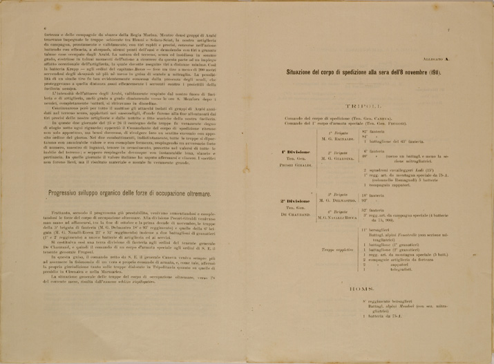 (N:30607) SPEDIZIONE IN TRIPOLITANIA ED IN CIRENAICA - BOLLETTINO N. 4 P. 6-7. (SE004623) Carte e stampe antiche: riproduzione a colori su carta (formato A2)