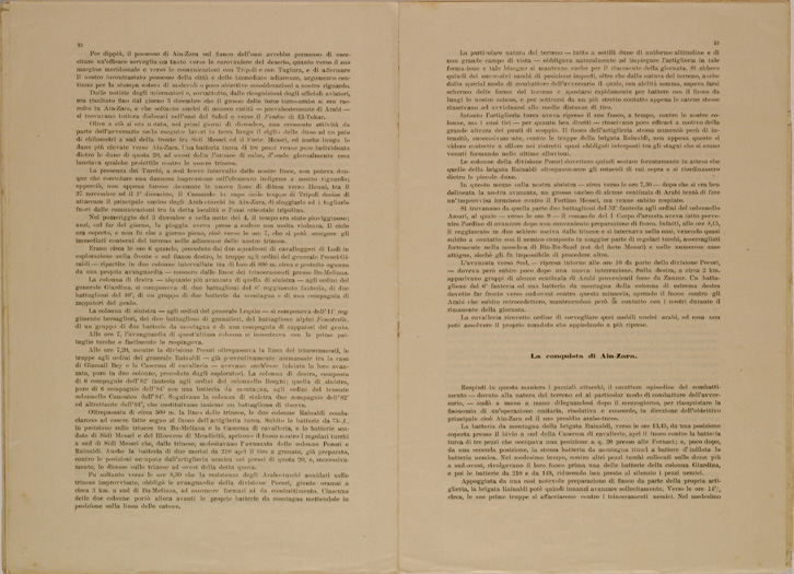 (N:30631) SPEDIZIONE IN TRIPOLITANIA ED IN CERENAICA - BOLLETTINO N. 6 P. 12-13. (SE004647) Carte e stampe antiche: riproduzione a colori su carta (formato A2)