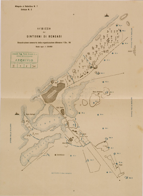 (N:30651) SPEDIZIONE IN TRIPOLITANIA ED IN CIRENAICA - BOLLETTINO N. 7 SCHIZZO 2. (SE004667) Carte e stampe antiche: riproduzione a colori su carta (formato A2)