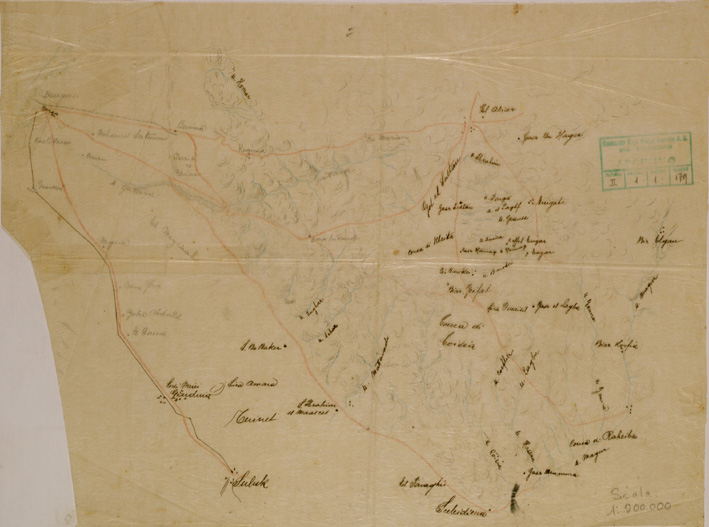 (N:30800) ITINERARIO BERGA - BENINA AMM SCIKANAB - SCHIZZO 1. (SE004770) Carte e stampe antiche: riproduzione a colori su carta (formato A2)