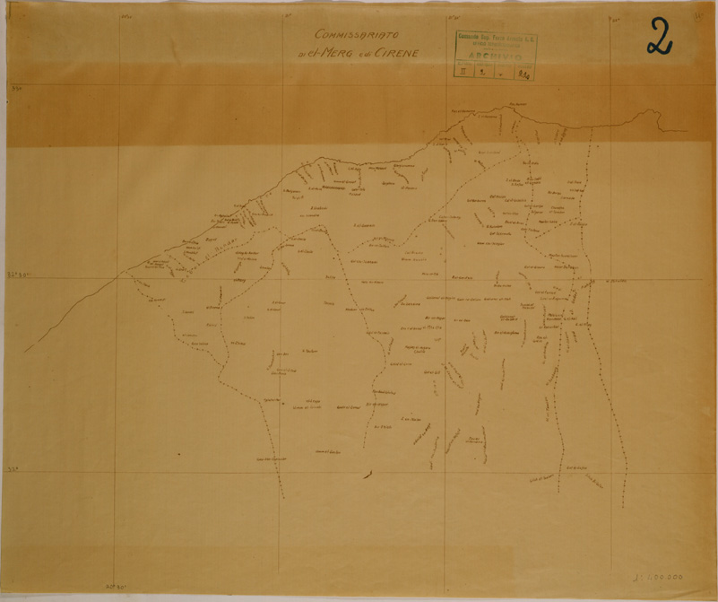 (N:30960) COMMISSARIATI DELLA CIRENAICA - FOGLIO 2 EL MERG-CIRENE. (SE004824) Carte e stampe antiche: riproduzione a colori su carta (formato A2)