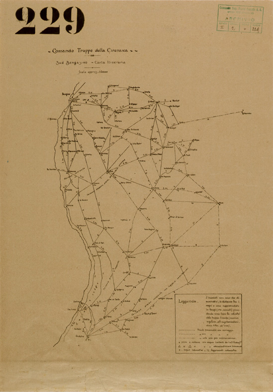 (N:30966) CARTA ITINERARIA SUD BENGASINO. (SE004830) Carte e stampe antiche: riproduzione a colori su carta (formato A2)