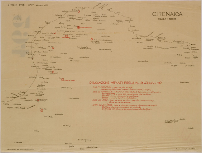 (N:30912) DISLOCAZIONE ARMATI RIBELLI AL 24 GENNAIO 1924 (SE004899) Carte e stampe antiche: riproduzione a colori su carta (formato A2)