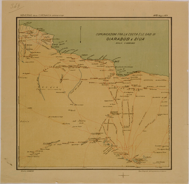(N:31005) COMUNICAZIONI FRA LA COSTA E LE OASI DI GIARABUB E SIUA (SE004953) Carte e stampe antiche: riproduzione a colori su carta (formato A2)