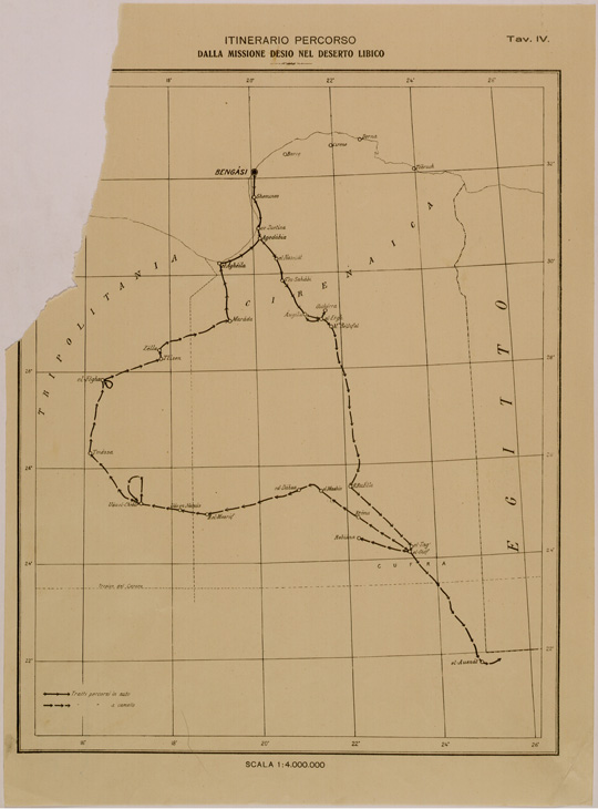 (N:31068) ITINERARIO DELLA MISSIONE DESIO NEL DESERTO LIBICO. (SE005047) Carte e stampe antiche: riproduzione a colori su carta (formato A2)