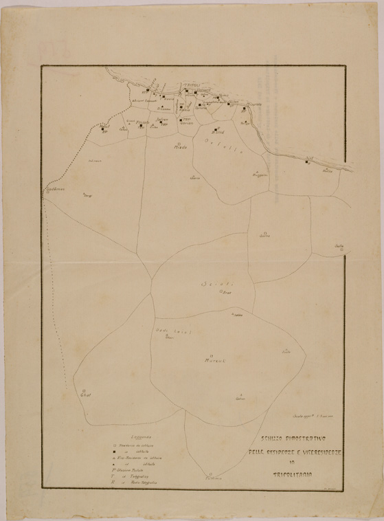 (N:31254) SCHIZZO DIMOSTRATIVO DELLE RESIDENZE E VICERESIDENZE IN TRIPOLITANIA (SE005152) Carte e stampe antiche: riproduzione a colori su carta (formato A2)