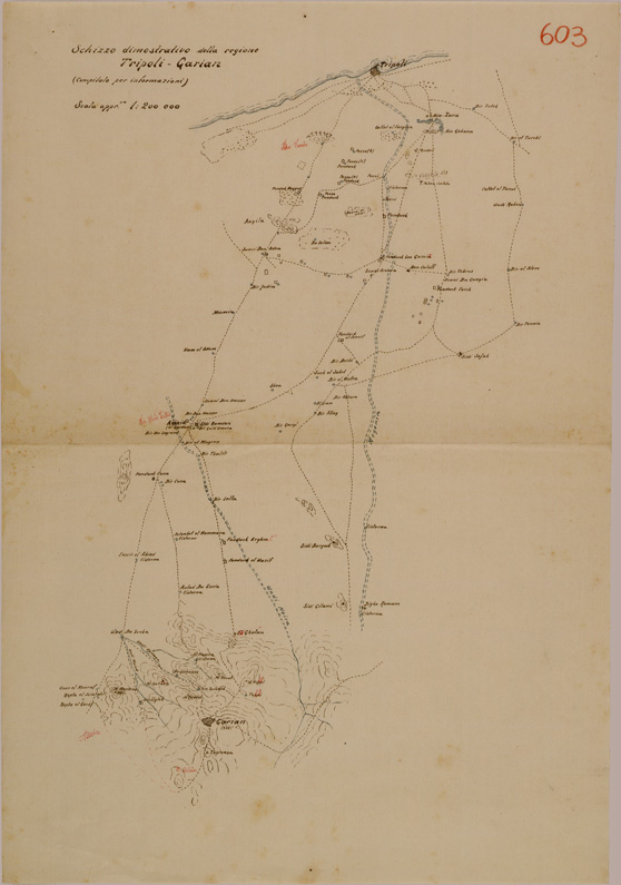 (N:31109) REGIONE FRA TRIPOLI GARIAN. (SE005187) Carte e stampe antiche: riproduzione a colori su carta (formato A2)