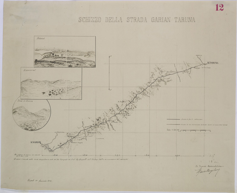 (N:31285) SCHIZZO DELLA STRADA GARIAN - TARUNA. (SE005319) Carte e stampe antiche: riproduzione a colori su carta (formato A2)