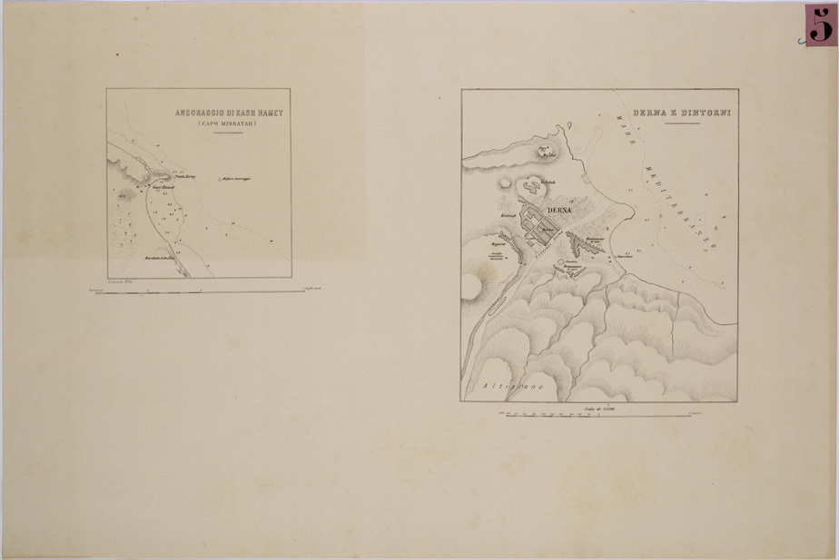 (N:31345) ANCORAGGIO DI KASR HAMET E DERNA E DINTORNI. (SE005388) Carte e stampe antiche: riproduzione a colori su carta (formato A2)