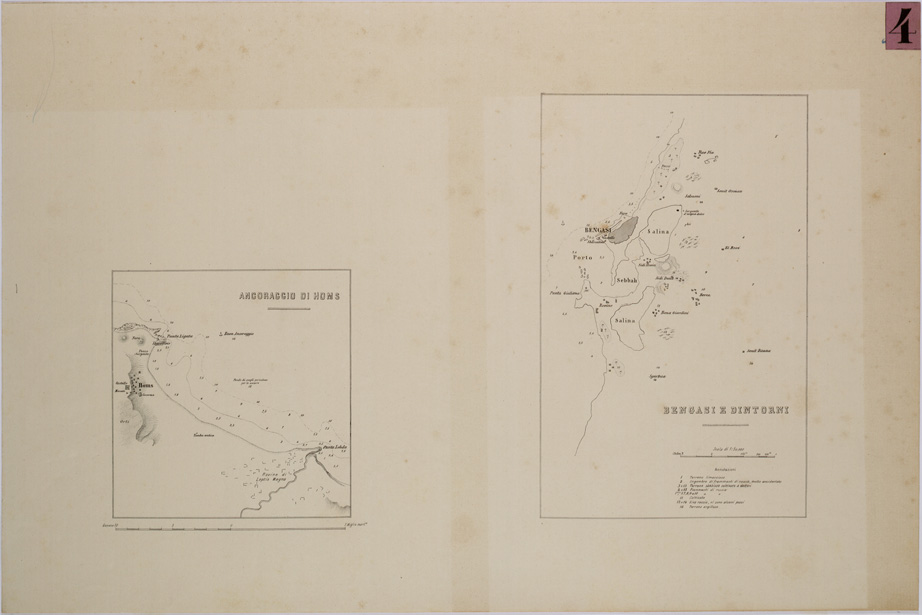(N:31346) ANCORAGGIO DI HOMS E BENGASI E DINTORNI. (SE005389) Carte e stampe antiche: riproduzione a colori su carta (formato A2)