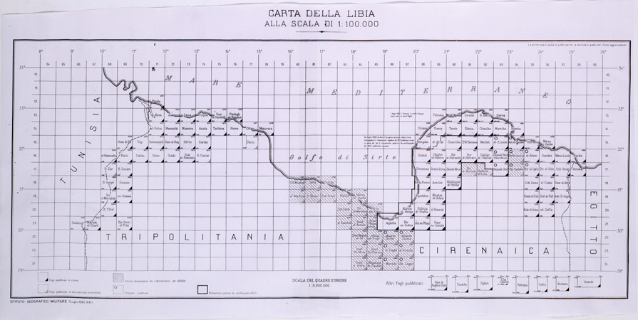(N:31554) LIBIA - QUADRO D'UNIONE. (SE005705) Carte e stampe antiche: riproduzione a colori su carta (formato A2)