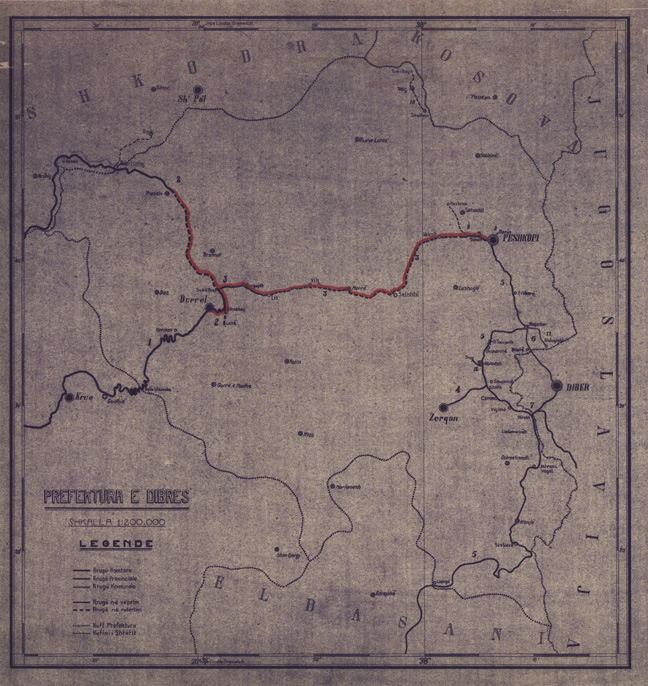 (N:31863) ALBANIA - TRACCIATI DI NUOVE STRADE - PREFEKTURA E DIBRES (SE006143) Carte e stampe antiche: riproduzione a colori su carta (formato A2)