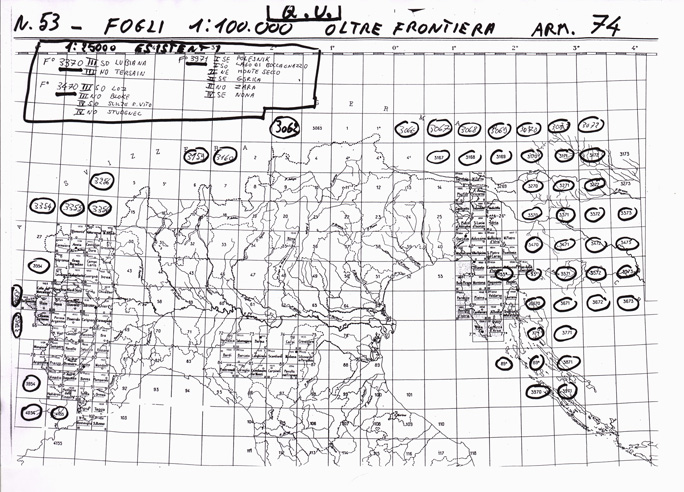 (N:32357) FOGLI OLTRE FRONTIERA - QUADRO D'UNIONE (SE006664) Carte e stampe antiche: riproduzione a colori su carta (formato A2)