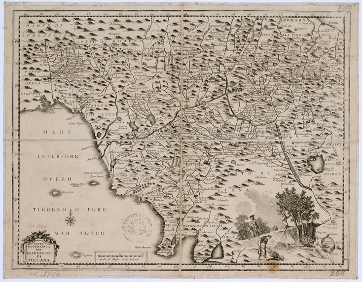 (N:5003) CARTA GEOGRAFICA DEL GRANDUCATO DI TOSCANA (B0000109) Carte e stampe antiche: riproduzione a colori su carta (formato A2)