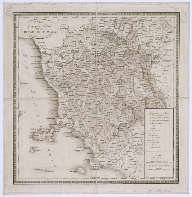 (N:5034) CARTA GEOGRAFICA POSTALE DEL GRAN DUCATO DI TOSCANA CREMONA PRESSO LUIGI DEMICHELI. (B0000112) Carte e stampe antiche: riproduzione a colori su carta (formato A2)