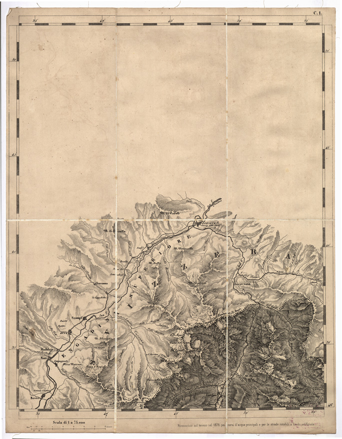 (N:7700) CARTA TOPOGRAFICA DELLA LOMBARDIA, DEL VENETO E DELL'ITALIA CENTRALE - Tavola C1 (B0000272) Carte e stampe antiche: riproduzione a colori su carta (formato A2)
