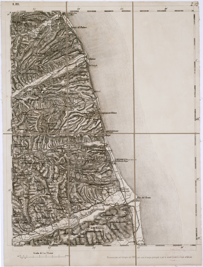(N:7779) CARTA TOPOGRAFICA DELLA LOMBARDIA, DEL VENETO E DELL'ITALIA CENTRALE - Tavola I12 (B0000305) Carte e stampe antiche: riproduzione a colori su carta (formato A2)