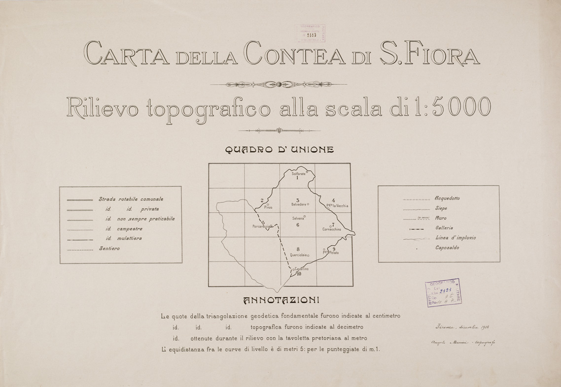 (N:3072) CARTA DELLA CONTEA DI SANTA FIORA - Titolo e Quadro d'unione (B0000414) Carte e stampe antiche: riproduzione a colori su carta (formato A2)