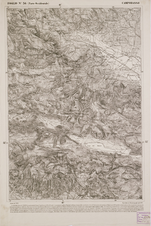 (N:2310) CARTA DELL' ITALIA MERIDIONALE EDITA DALL'ISTITUTO TOPOGRAFICO MILITARE ITALIANO - Foglio 36 parte occidentale - Campobasso (B0000997) Carte e stampe antiche: riproduzione a colori su carta (formato A2)