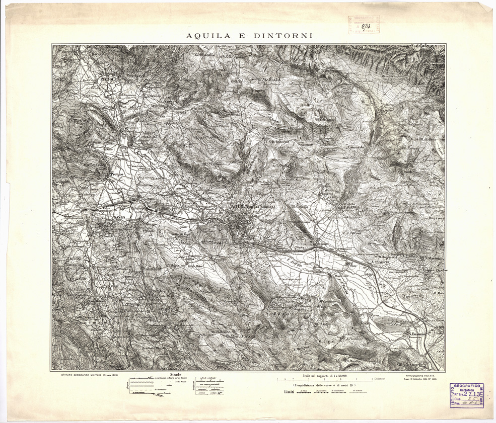 (N:183) AQUILA E DINTORNI (B0001249) Carte e stampe antiche: riproduzione a colori su carta (formato A2)
