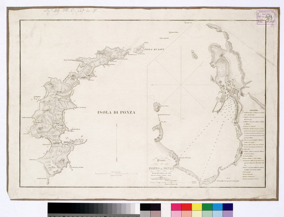 (N:10671) ISOLA DI PONZA - PIANTA DEL PORTO DI PONZA (B0002026) Carte e stampe antiche: riproduzione a colori su carta (formato A2)