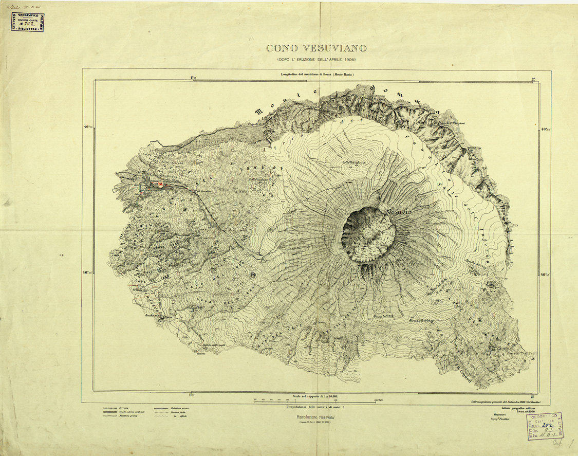 (N:9069) CONO VESUVIANO DOPO L'ERUZIONE DELL'APRILE 1906 (B0002040) Carte e stampe antiche: riproduzione a colori su carta (formato A2)