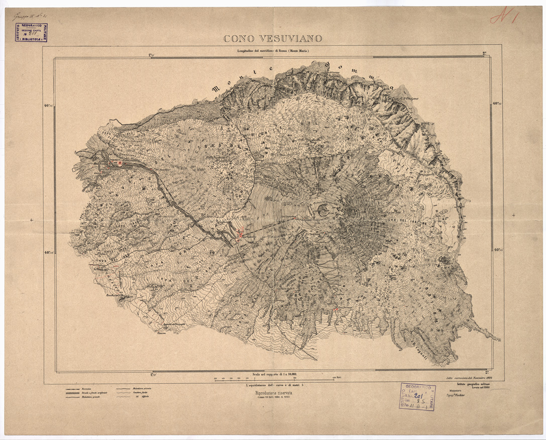(N:9071) CONO VESUVIANO. I.G.M. (B0002061) Carte e stampe antiche: riproduzione a colori su carta (formato A2)