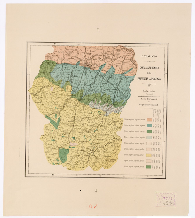 (N:693) CARTA AGRONOMICA DELLA PROVINCIA DI PIACENZA (B0002257) Carte e stampe antiche: riproduzione a colori su carta (formato A2)