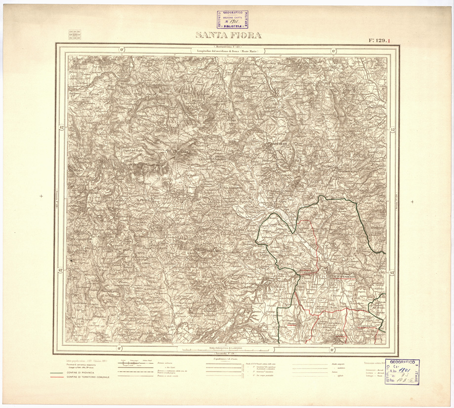 (N:3532) CARTA DELLA PROVINCIA DI ROMA COI CONFINI DEI TERRITORI COMUNALI - Santa Fiora - Foglio 129.1 (B0002420) Carte e stampe antiche: riproduzione a colori su carta (formato A2)