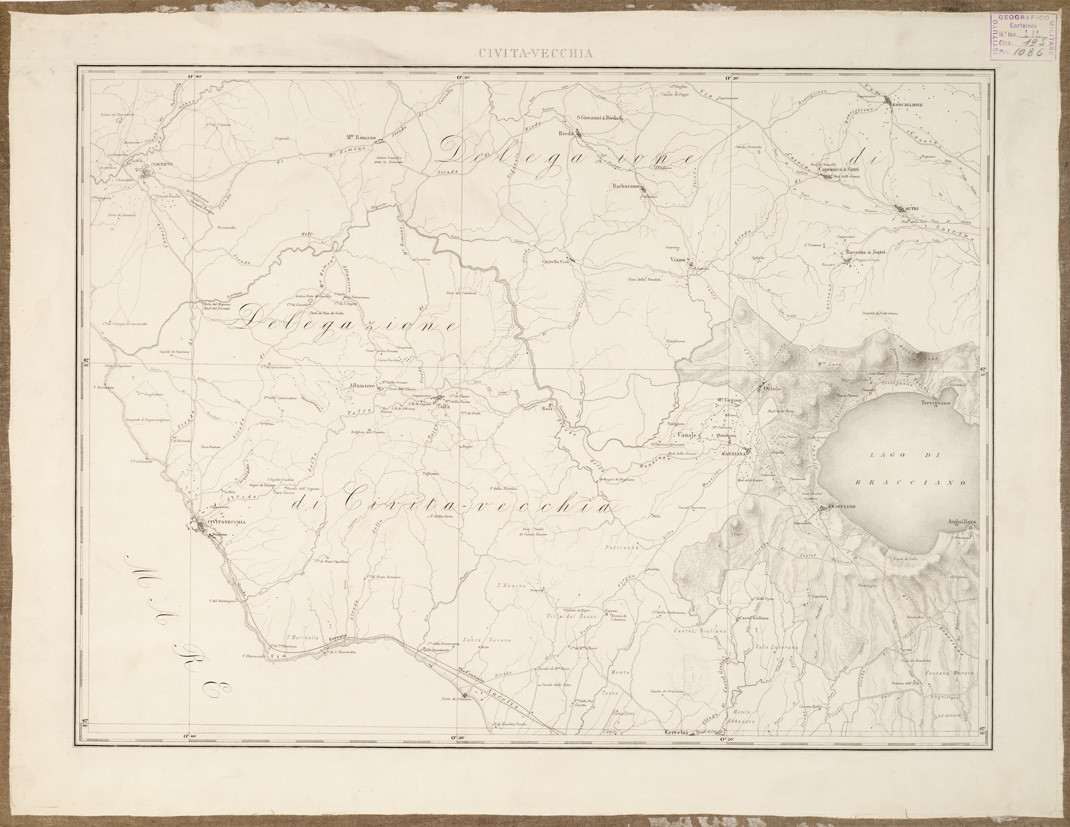 (N:8202) CARTA TOPOGRAFICA DI ROMA E COMARCA DISEGNATA... - Civita-Vecchia - Civitavecchia (B0002553) Carte e stampe antiche: riproduzione a colori su carta (formato A2)