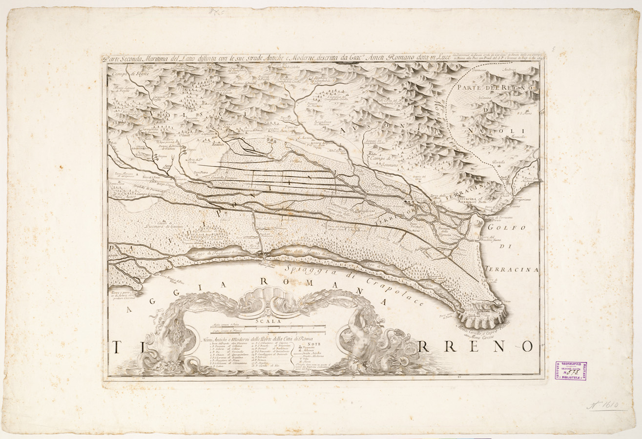 (N:10600) IL LAZIO CON LE SUE PIU' COSPIQUE STRADE... - Il Lazio con le sue pi cospicue strade... - Foglio 4 (B0002705) Carte e stampe antiche: riproduzione a colori su carta (formato A2)