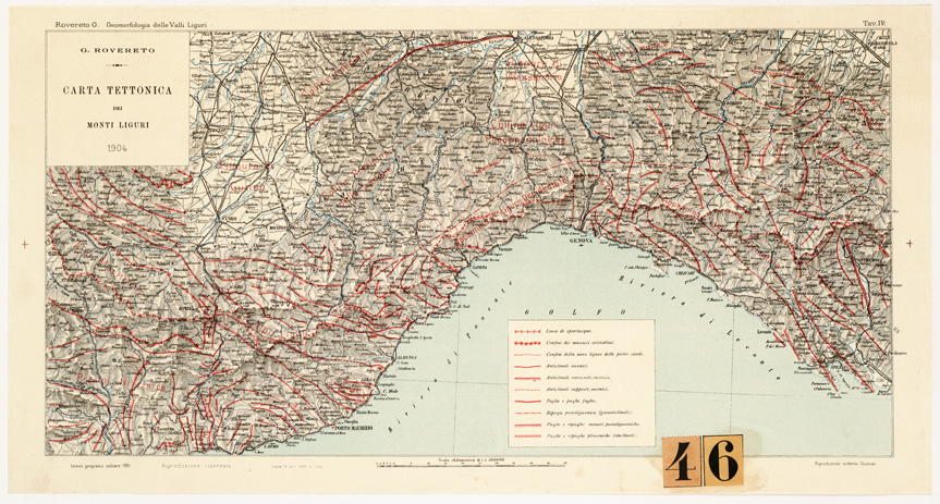 (N:6166) CARTA TETTONICA DEI MONTI LIGURI - Tavola 4 (B0002763) Carte e stampe antiche: riproduzione a colori su carta (formato A2)