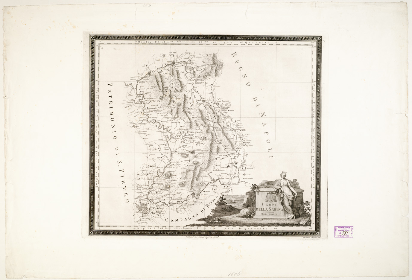 (N:3577) CARTA DELLA SABINA ROMA MDCCCII
 (B0002779) Carte e stampe antiche: riproduzione a colori su carta (formato A2)