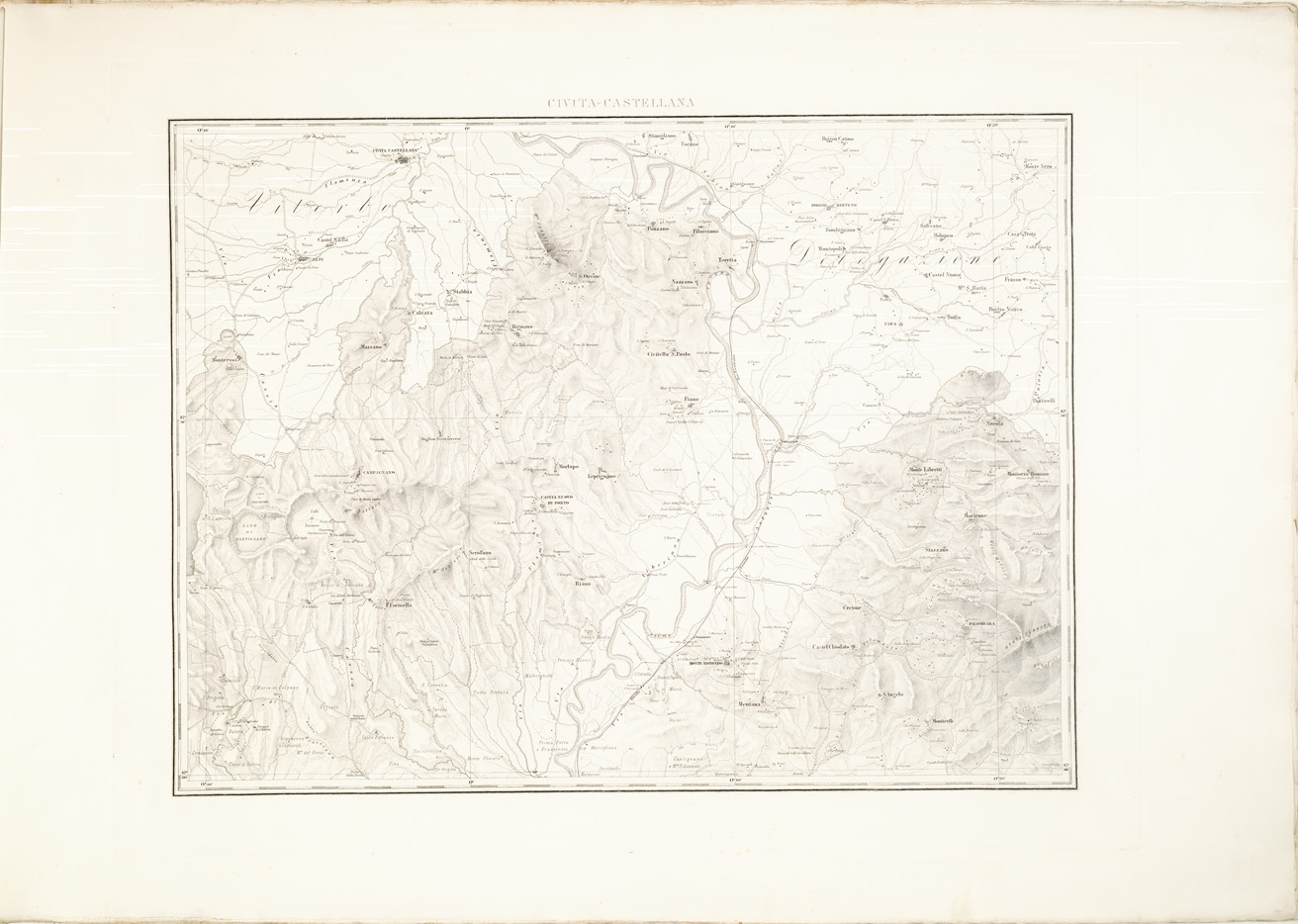 (N:8210) CARTA TOPOGRAFICA DI ROMA E COMARCA... - Civita-Castellana (B0002792) Carte e stampe antiche: riproduzione a colori su carta (formato A2)