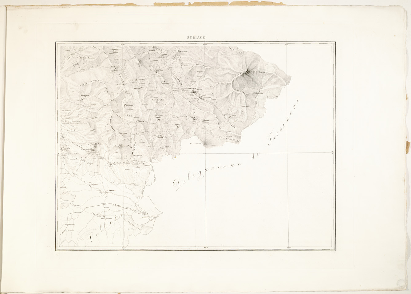 (N:8216) CARTA TOPOGRAFICA DI ROMA E COMARCA... - Subiaco (B0002796) Carte e stampe antiche: riproduzione a colori su carta (formato A2)