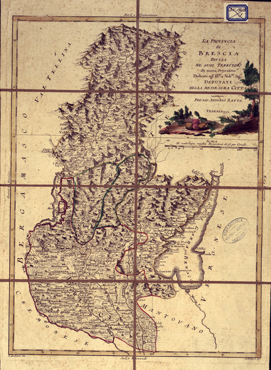 (N:11268) LA PROVINCIA DI BRESCIA DIVISA NEI SUOI TERRITORI (B0003212) Carte e stampe antiche: riproduzione a colori su carta (formato A2)