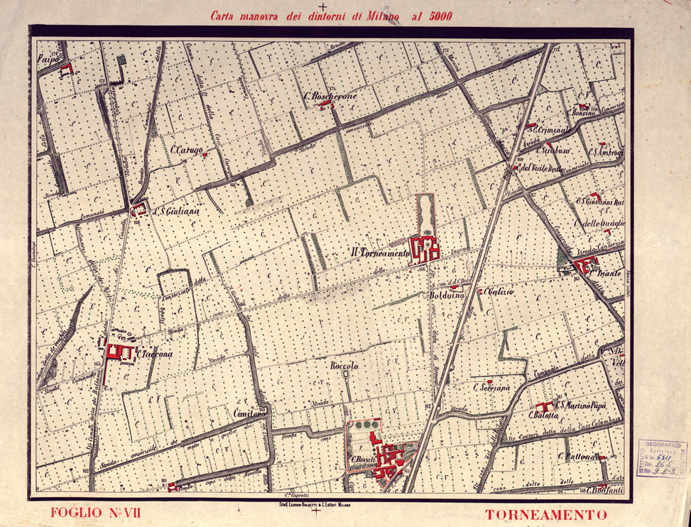 (N:5720) CARTA MANOVRA DEI DINTORNI DI MILANO - Foglio 7 - Torneamento (B0003225) Carte e stampe antiche: riproduzione a colori su carta (formato A2)