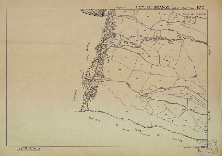 (N:12165) MAPPE CATASTALI D'ITALIA - PROVINCIA DI BERGAMO - Foglio C - COMUNE DI BRANZI SEZIONE MONACI (B0003461) Carte e stampe antiche: riproduzione a colori su carta (formato A2)