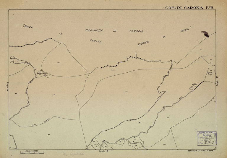 (N:12167) MAPPE CATASTALI D'ITALIA - PROVINCIA DI BERGAMO - Foglio B - COMUNE DI CARONA (B0003463) Carte e stampe antiche: riproduzione a colori su carta (formato A2)