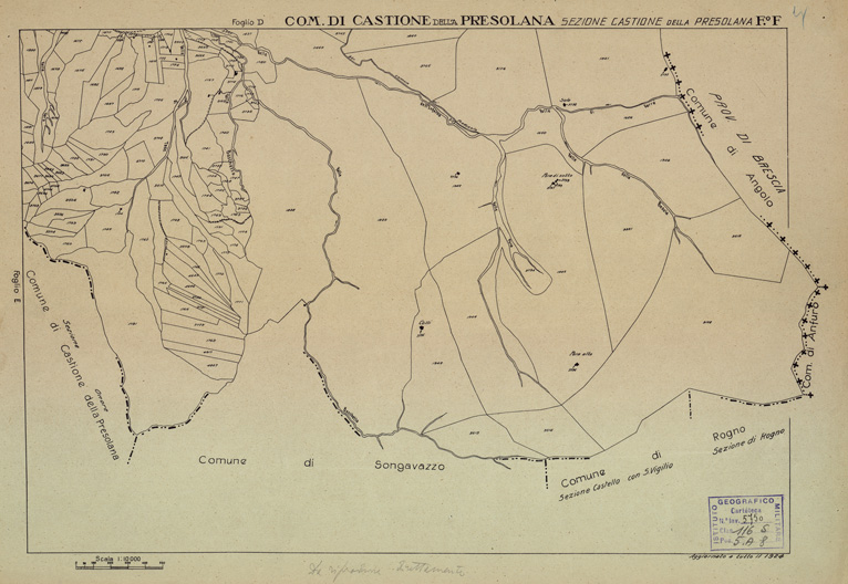 (N:12175) MAPPE CATASTALI D'ITALIA - PROVINCIA DI BERGAMO - Foglio F- COMUNE DI CASTIONE DELLA PRESOLANA Sez. CASTIONE DELLA PRESOLANA (B0003471) Carte e stampe antiche: riproduzione a colori su carta (formato A2)